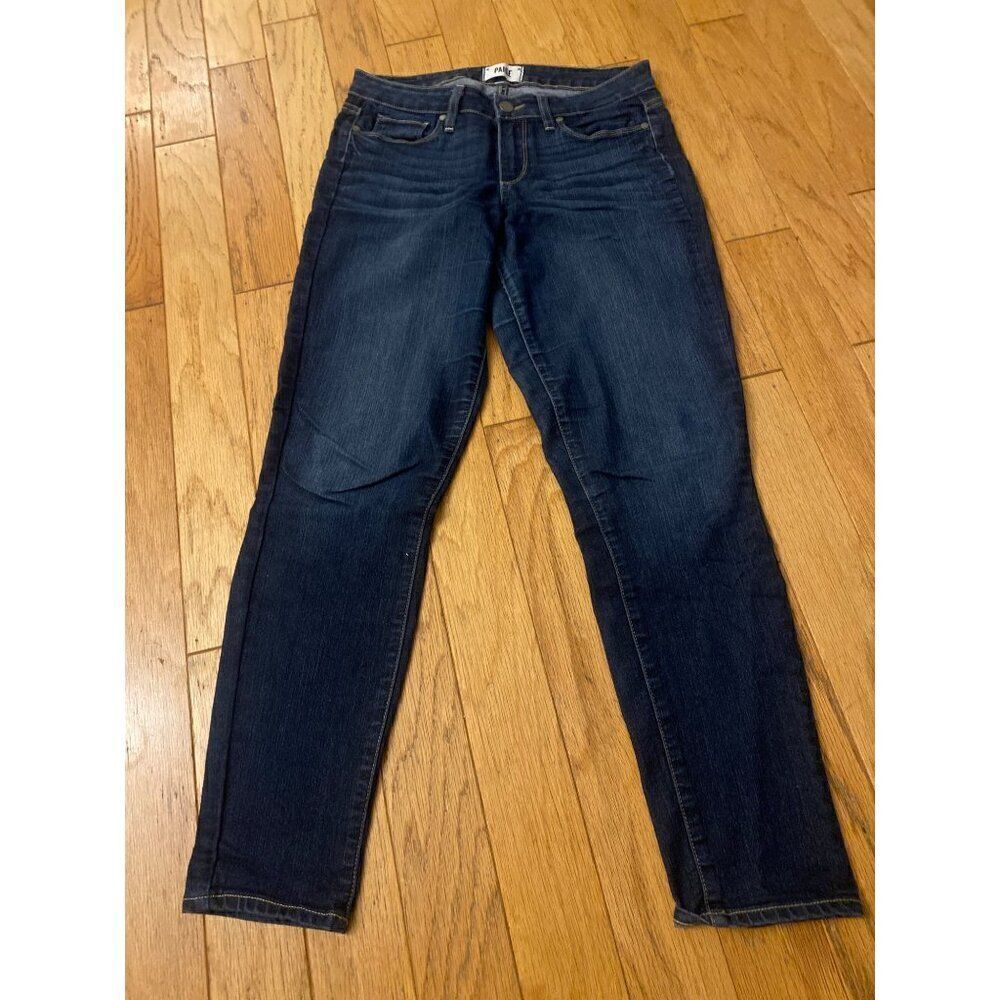 Paige Kylie Crop women's dark wash denim cotton mid rise skinny jeans size 27